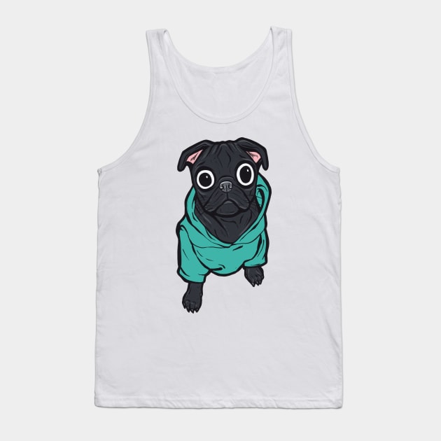 Black Pug Hoodie Tank Top by turddemon